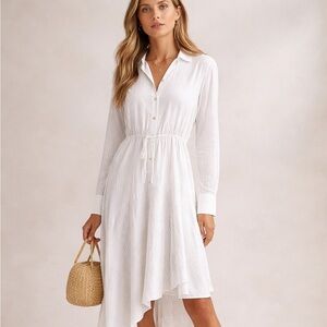 NWT Mayson The Label White Pinstripe Asymmetrical Shirt Dress Sz 6